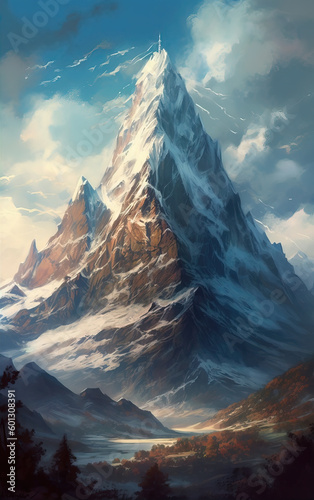 Snow mountain scenery,created with generative ai tecnology.