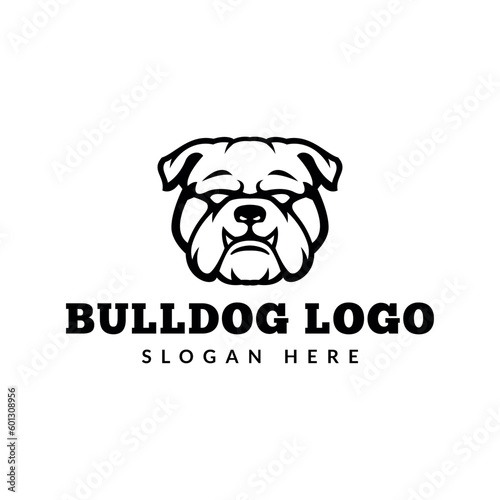 bulldog dog head logo icon vector illustration
