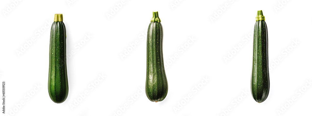 Fresh zucchini, isolated on a white background, generative AI Fresh zucchini, isolated on a white background, generative AI