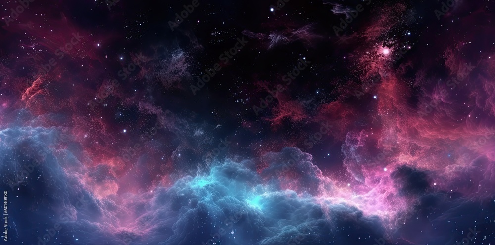 Galaxy texture with stars and beautiful nebula in the background, in the style of dark pink and dark gray. Generative AI