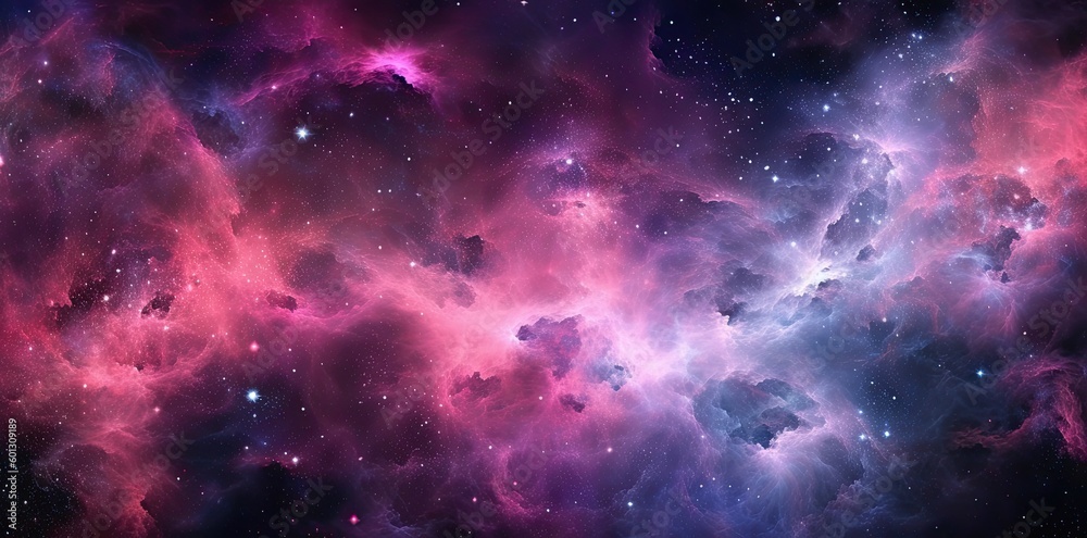 Galaxy texture with stars and beautiful nebula in the background, in the style of dark pink and dark gray. Generative AI