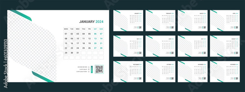 Calendar 2024 planner corporate template design set. Week starts on Monday.template for annual calendar 2024