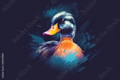 Oil painting style duck logo. Beautiful illustration picture. Generative AI