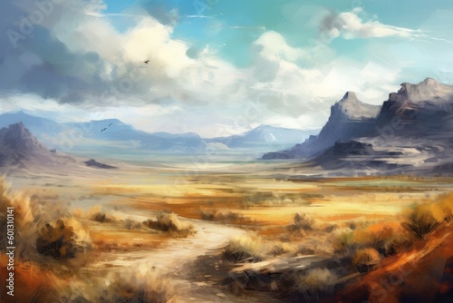 Oil painting style Nevada landscape. Beautiful illustration picture. Generative AI © standret