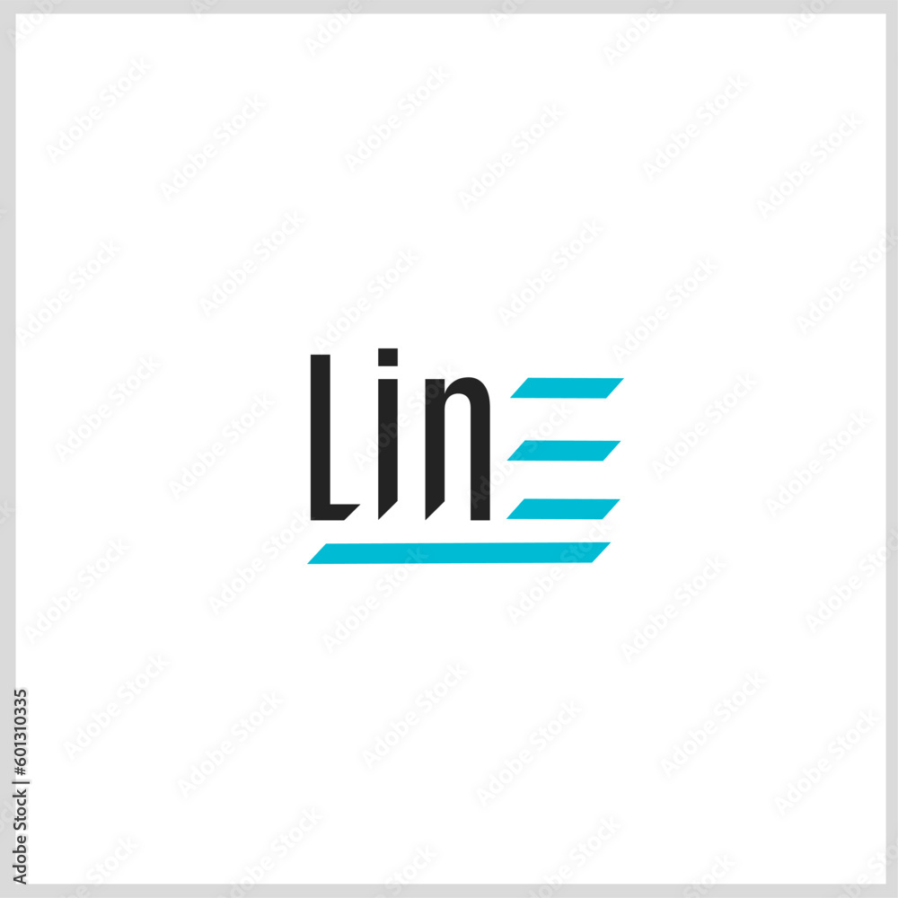 Line logo black and blue color conception with text. Vector Illustration for Icon, symbol, Logo etc