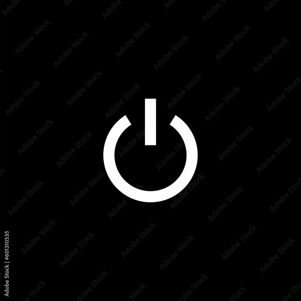 Power button icon isolated on black background Power button icon isolated on black background