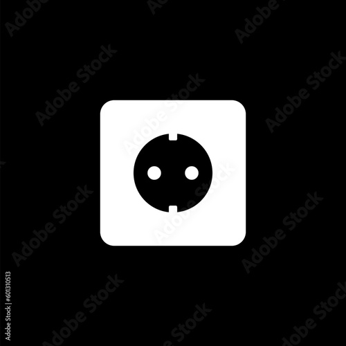 Electrical outlet icon isolated on black background. Power socket. 