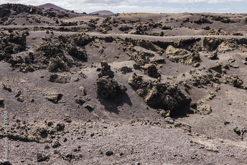 textures and landscapes of the cuervo volcano, lanzarote, canary islands, spain