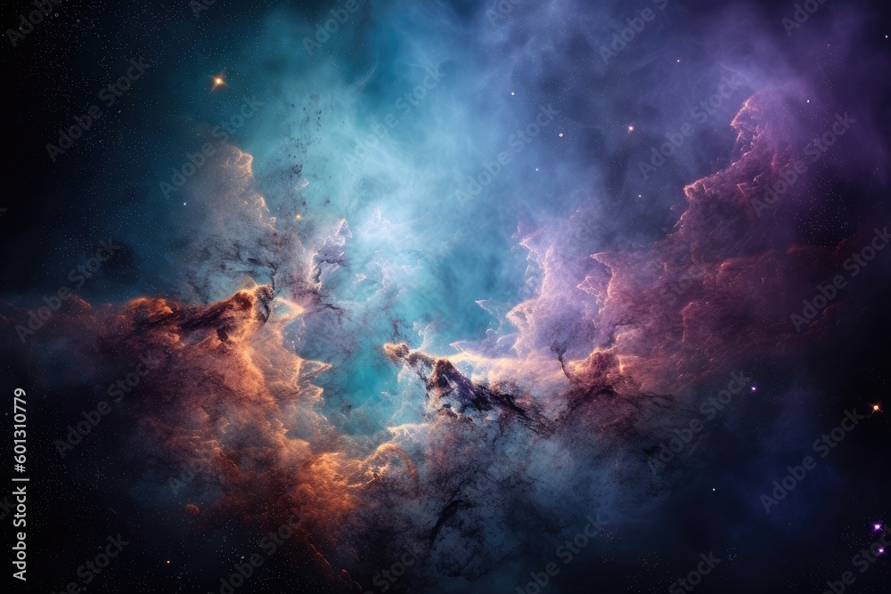 Fototapeta premium vast and endless nebula, with the glow of a million stars shining through, created with generative ai