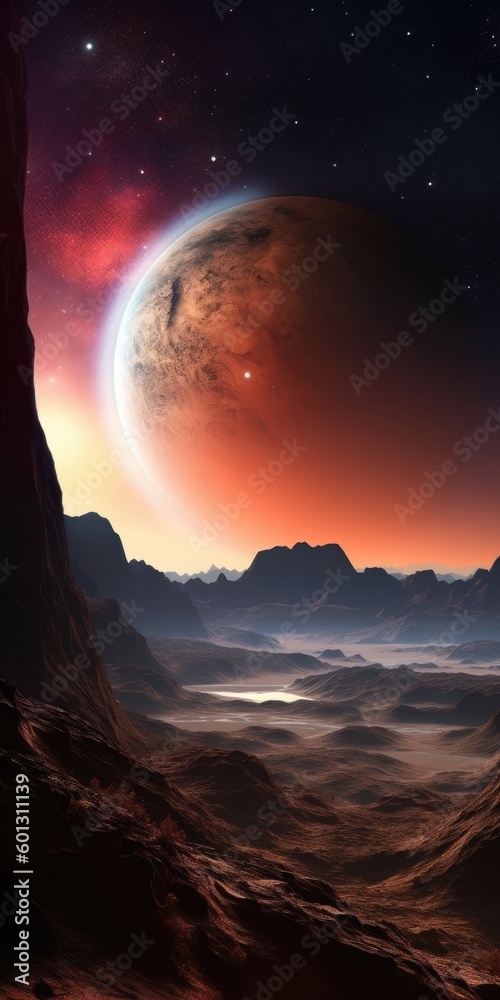 Spectacular View of an Alien Planet in Space generative ai illustration