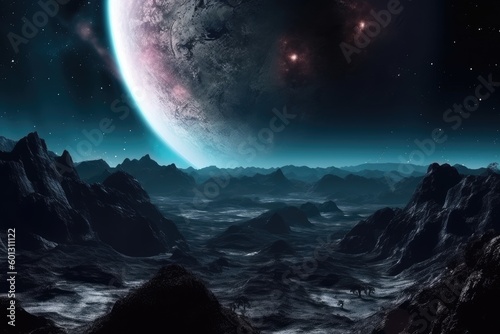 Spectacular View of an Alien Planet in Space generative ai illustration