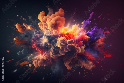 Abstract Colored background made of explosion, high detail, hyperrealism, hyper detail, cinematic colors, cinematic lights, no background, high contrast, photography, CGI, unreal engine