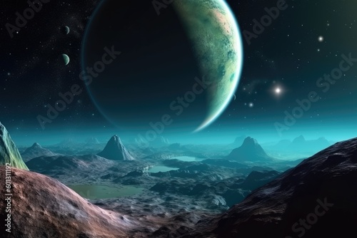 Spectacular View of an Alien Planet in Space generative ai illustration