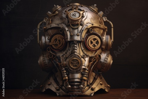 Robot Cyborg Head Portrait, Generative AI Illustration