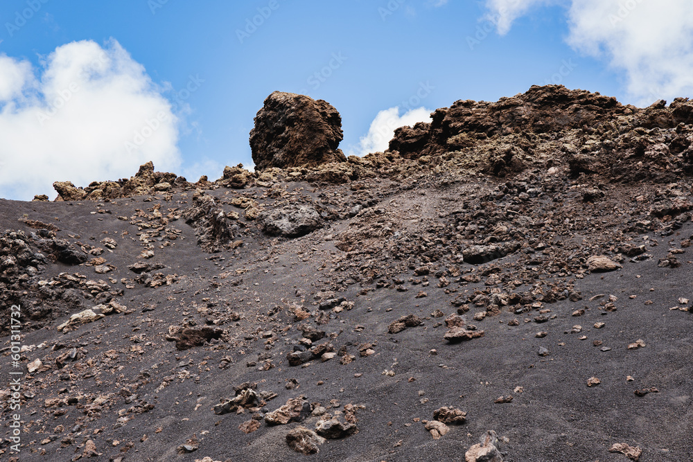 textures and landscapes of a volcanic environment