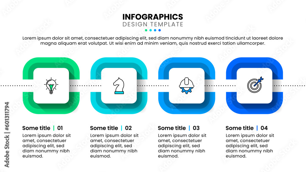 Fototapeta premium Infographic template. 4 squares with line and icons