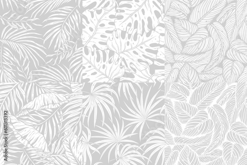 Tropical exotic leaves set or plant seamless pattern for summer background and beach wallpaper