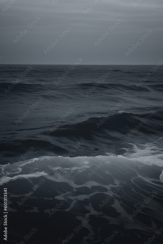 A closeup shot captures the dark sea's wave hitting the black sand of an Iceland beach,.Contrast against the white foam. Stormy day. Bad weather, cloudy sky. Atmospheric moody day. Generative AI. A closeup shot captures the dark sea's wave hitting the black sand of an Iceland beach,.Contrast against the white foam. Stormy day. Bad weather, cloudy sky. Atmospheric moody day. Generative AI.