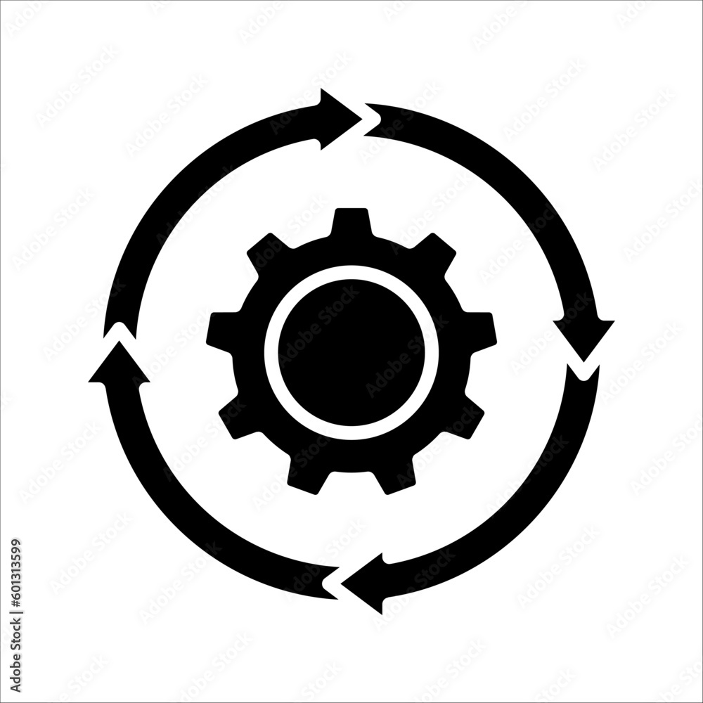 Workflow process icon, Gear cog wheel vector illustration on white background. Workflow process icon, Gear cog wheel vector illustration on white background.