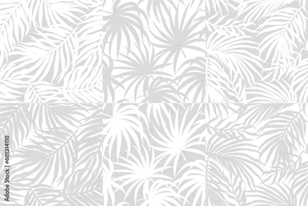 Fototapeta premium Tropical exotic leaves set or plant seamless pattern for summer background and beach wallpaper