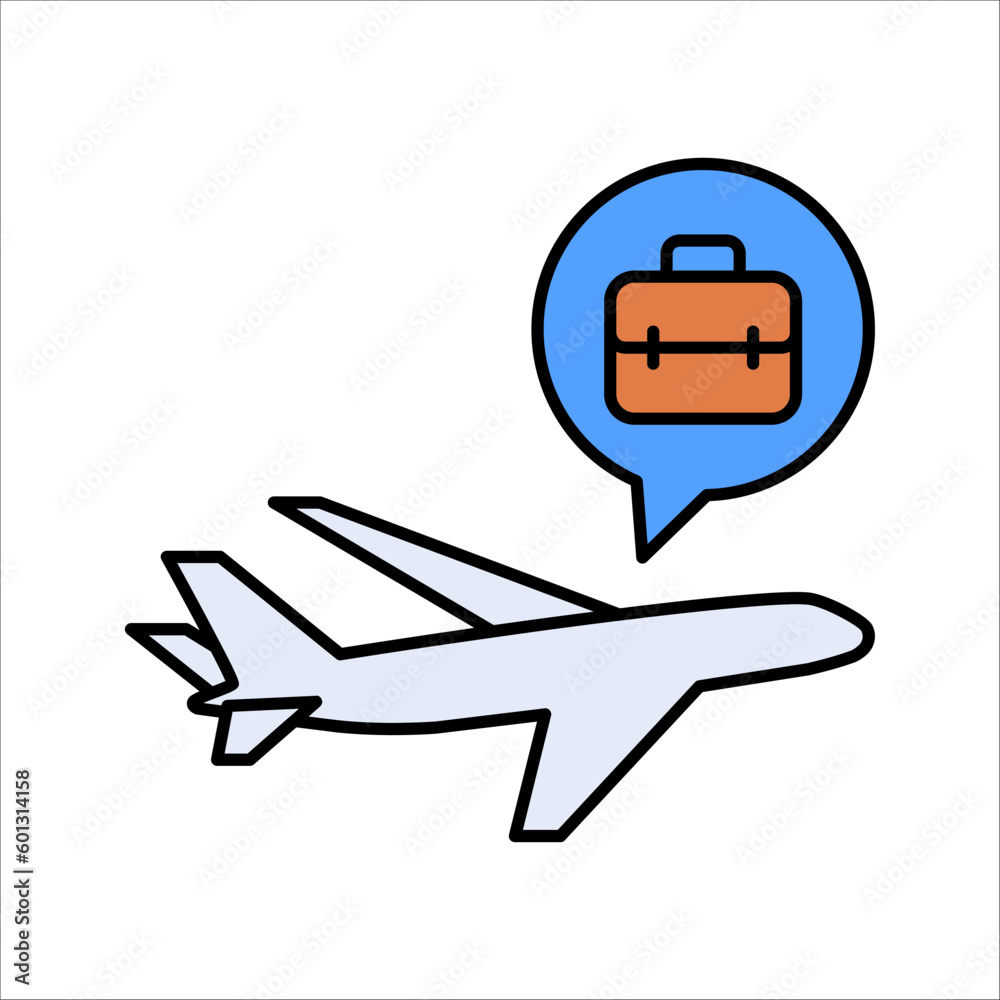 Business Trip icon, Suitcase and Airplane, Business Travel Icon for Web and Mobile App, vector illustration on white background Business Trip icon, Suitcase and Airplane, Business Travel Icon for Web and Mobile App, vector illustration on white background