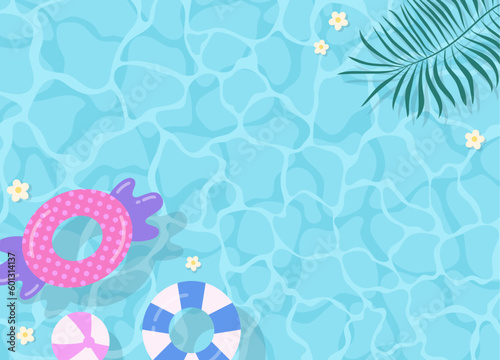 Top view of summer pool background illustration