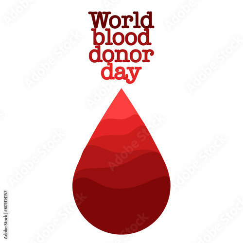 Vector background of the World Blood Donor Day. Informational poster with a red drop of shades. June 14th. The concept of hemophilia Day A large drop of blood is a symbol of help and layers of filling