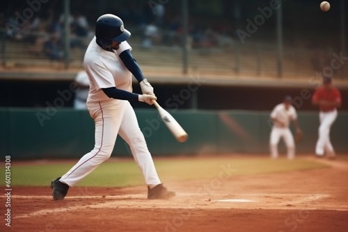 man player team bat sport helmet game ball athlete baseball field. Generative AI.