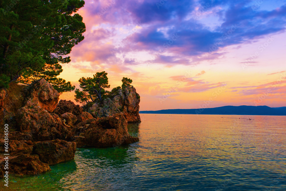 Perfect summer view, scenic croatian coast,  famous Brela resort, Makarska riviera, Dalmatia, Croatia,  Europe...exclusive image - this photo is sold only on adobe stock