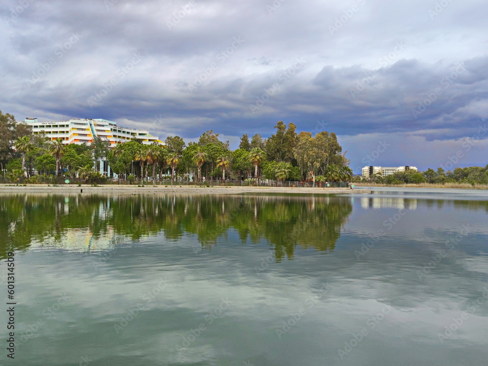 Resort landscape on a lake in Turkey