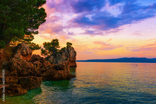 Perfect summer view, scenic croatian coast, famous Brela resort, Makarska riviera, Dalmatia, Croatia, Europe...exclusive image - this photo is sold only on adobe stock