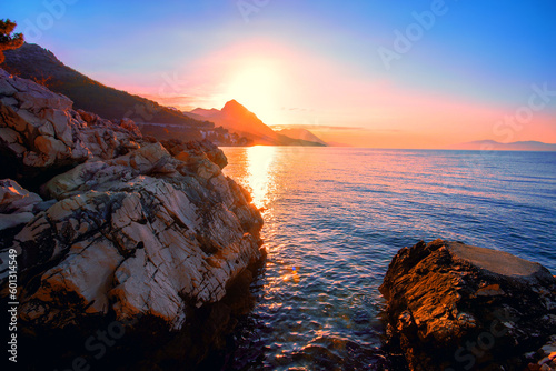 croatian summer view, coast between Makarska resort and Drvenik, Croatia, Dalmatia, Europe...exclusive - this image is sold only on Adobe stock 