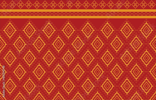 thai ikat seamless pattern on red background