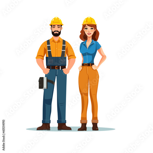 Technician and builders and engineers and mechanics and Construction Worker People teamwork ,Vector illustration cartoon character 01
