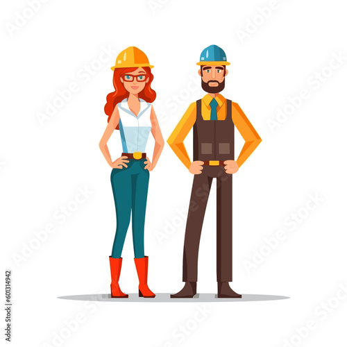 Technician and builders and engineers and mechanics and Construction Worker People teamwork ,Vector illustration cartoon character © agung