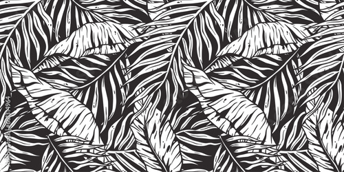 Tropical exotic leaves or plant seamless pattern for summer background and beach wallpaper
