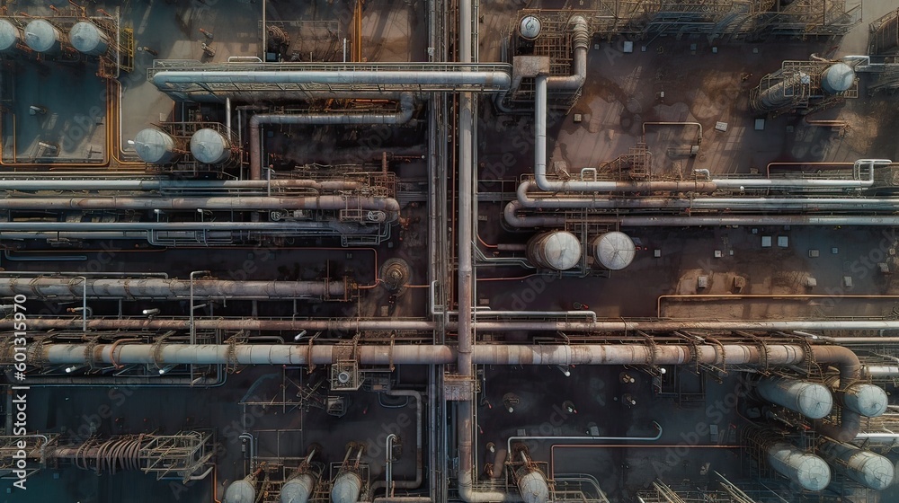 Aerial top view oil and gas refinery background, Business petrochemical industrial, Refinery oil and gas factory power and fuel energy, Ecosystem and healthy environment concepts. Generative Ai. Aerial top view oil and gas refinery background, Business petrochemical industrial, Refinery oil and gas factory power and fuel energy, Ecosystem and healthy environment concepts. Generative Ai.