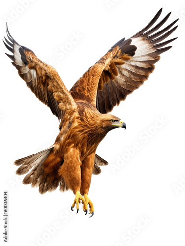 Photo of a golden eagle isolated on a white background