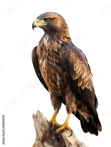 Photo of a golden eagle isolated on a white background