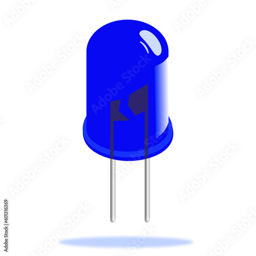 3D realistic render of blue matte led diode. isolated on white background.