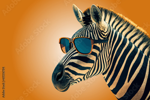 Zebra in sunglasses. Vector illustration desing.