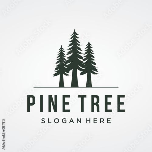 Pine tree,evergreen and mountain vintage Logo design.Logo for adventurer, camping, nature, badge and business.