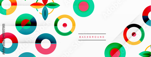 Colorful circles in a grid composition abstract background. Design for wallpaper, banner, background, landing page, wall art, invitation, prints, posters