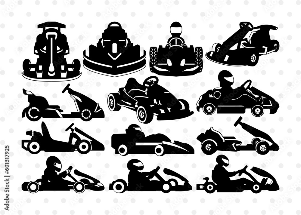 Go Kart Racing Silhouette, Kart Racing SVG, Sports Svg, Racing Svg, Go Kart Svg, Kart Racing Bundle, SB00852 - obrazy, fototapety, plakaty 