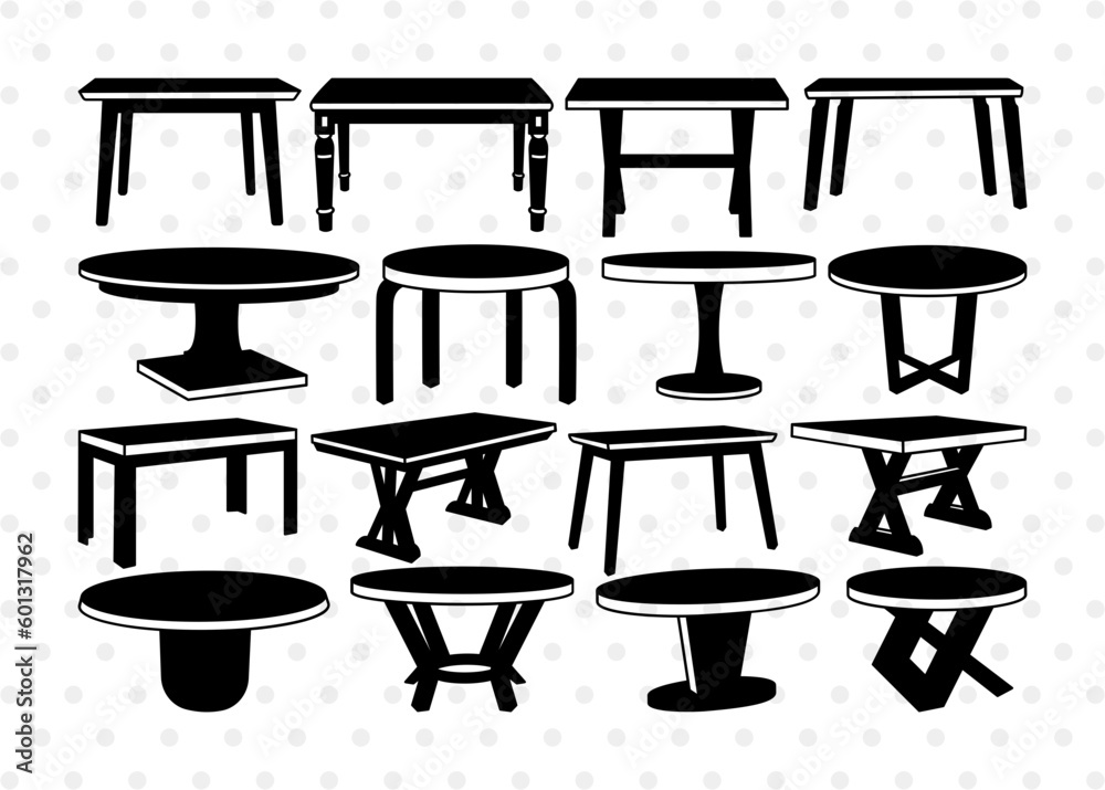 Dining Table Silhouette, Dining Table SVG, Table Svg, Living Room Table