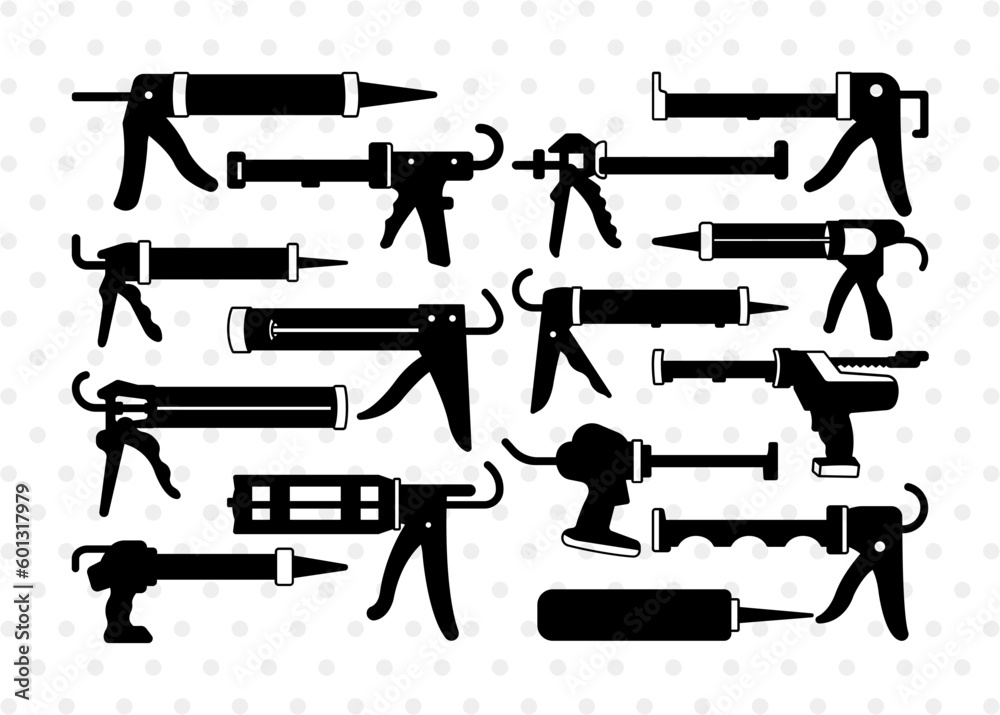 Caulk Gun Silhouette, Caulk Gun SVG, Sealant Svg, Caulking Gun Svg, Caulk Gun Empty Svg, Caulk Gun Bundle, SB00837