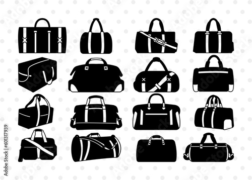 Duffel Bag Silhouette, Duffel Bag SVG, Bag Svg, Travel Bag Svg, Vacation Bag Svg, Duffel Bag Bundle, SB00848