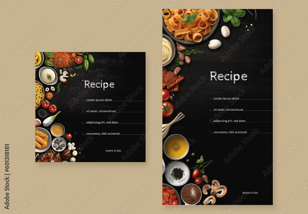 Recipe Layout For Social Media With 2 Design Format And Generative AI