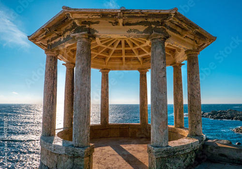 S'Agaró (Sant Feliu de Guixols), Catalunya, Spain - January 7, 2022: Stone gazebo at S'Agaró Lookout photo