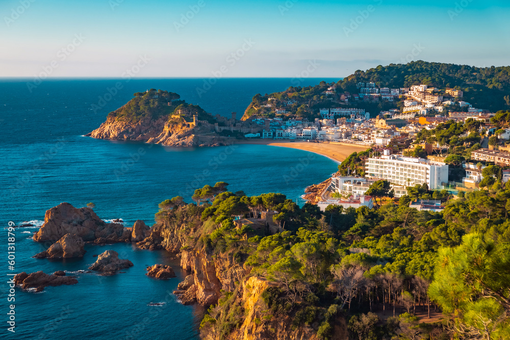 Tossa de Mar, Catalunya, Spain - January 7, 2022: General view of the village from the lookout
